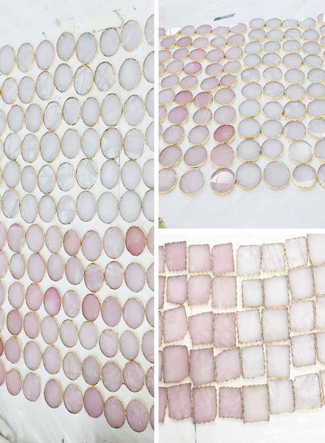 L-stone قواعد أكواب مزخرفة من الكوارتز الوردي، قواعد أكواب كريستال وردي طبيعي بحواف ذهبية، مجموعة من 4 قطع (مربعة 3.5 بوصة - 4 بوصات) - Image 3